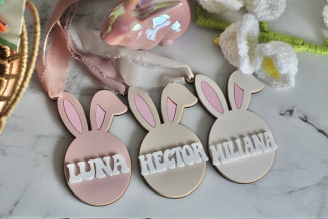 Bunny Ears Acrylic Basket Tag