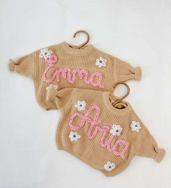 Babe Chunky Knit Sweater Personalized Embroidered Name