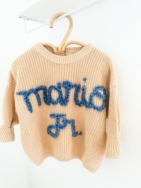 Babe Chunky Knit Sweater Personalized Embroidered Name