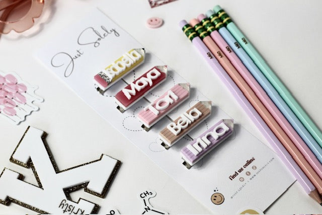 Personalized Color Pencil Acrylic Hair Clip