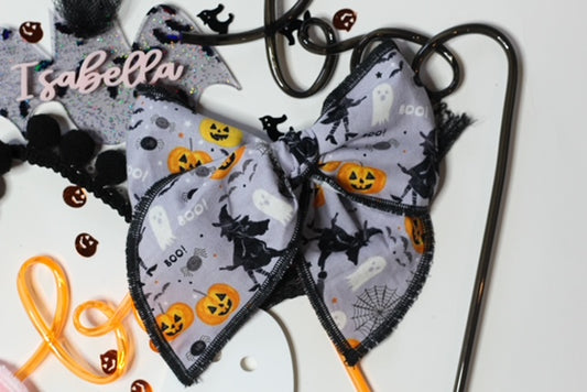 Purple/Black Halloween Bow