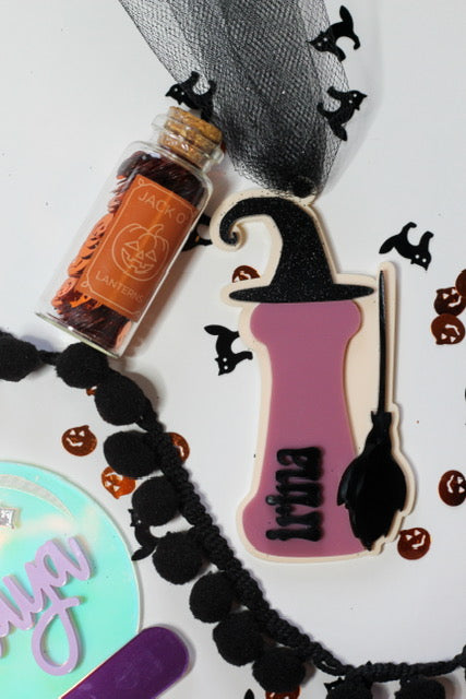 Wicked Witch Personalized Letter Halloween Basket Tag