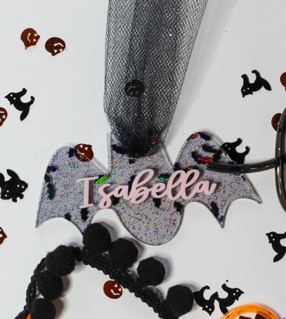 Holographic Bat Halloween Tag