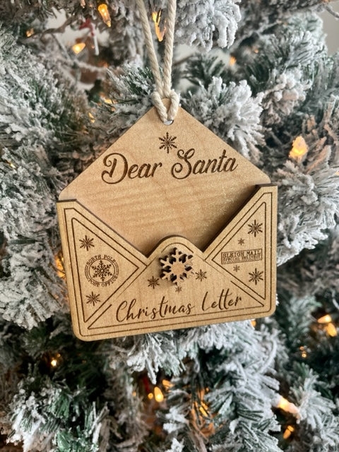 The Wooden Christmas Letter Envelope Ornament