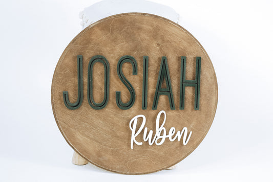 Wooden Name Round Sign
