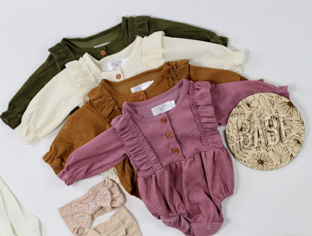 Corduroy Baby Girl Rompers