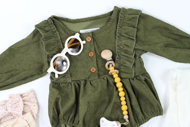 Corduroy Baby Girl Rompers