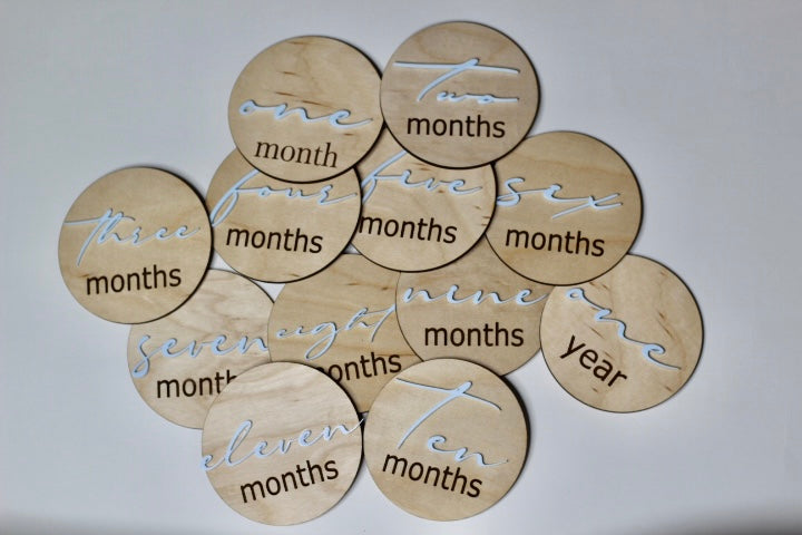 Wood and Acrylic Milestones 1 month - 1 year