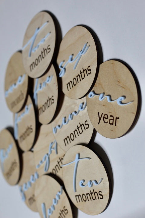 Wood and Acrylic Milestones 1 month - 1 year