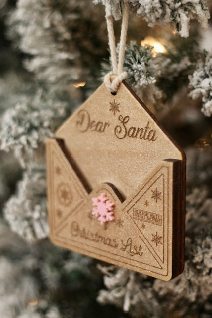 The Wooden Christmas Letter Envelope Ornament