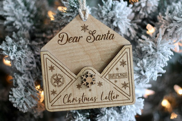 The Wooden Christmas Letter Envelope Ornament